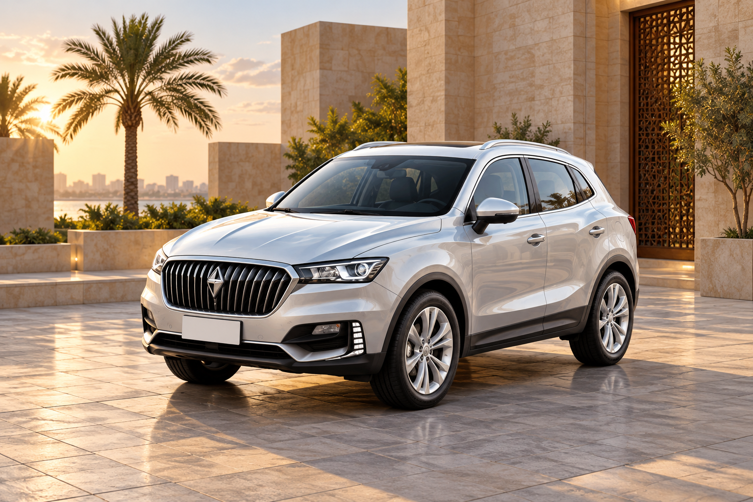 رسم تحريري مولد بالذكاء الاصطناعي لعائلة borgward bx5؛ تمثيل للعائلة وليس صورة أرشيفية أو إثبات سنة طراز أو فئة أو تجهيز خليجي محدد.