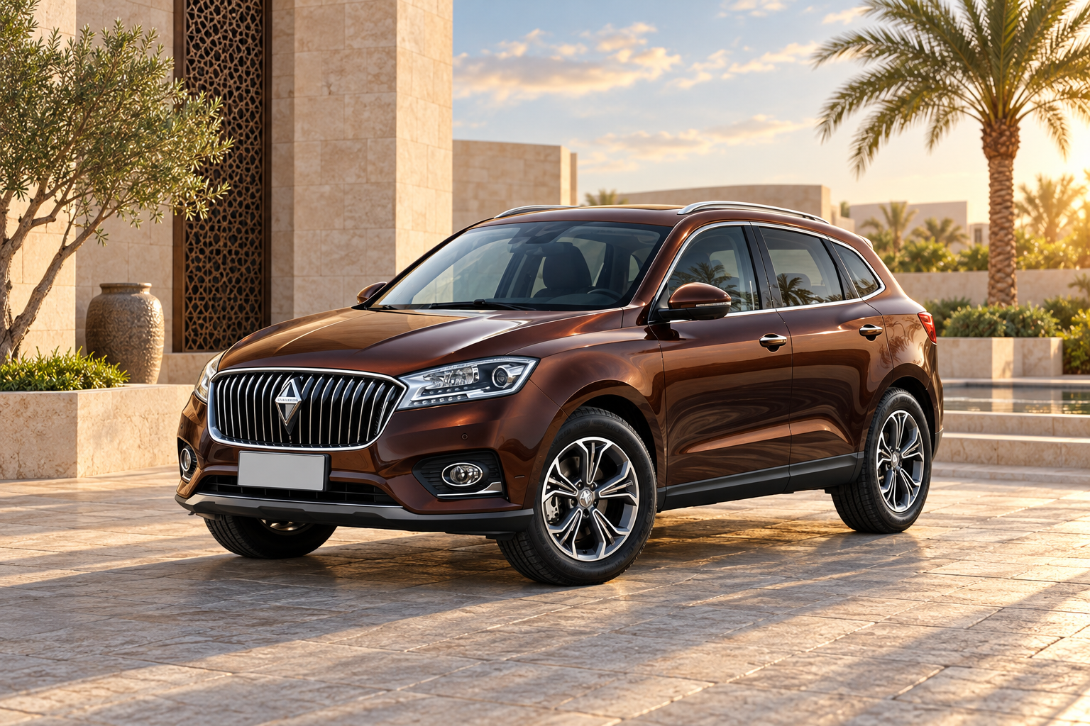 رسم تحريري مولد بالذكاء الاصطناعي لعائلة borgward bx7؛ تمثيل للعائلة وليس صورة أرشيفية أو إثبات سنة طراز أو فئة أو تجهيز خليجي محدد.