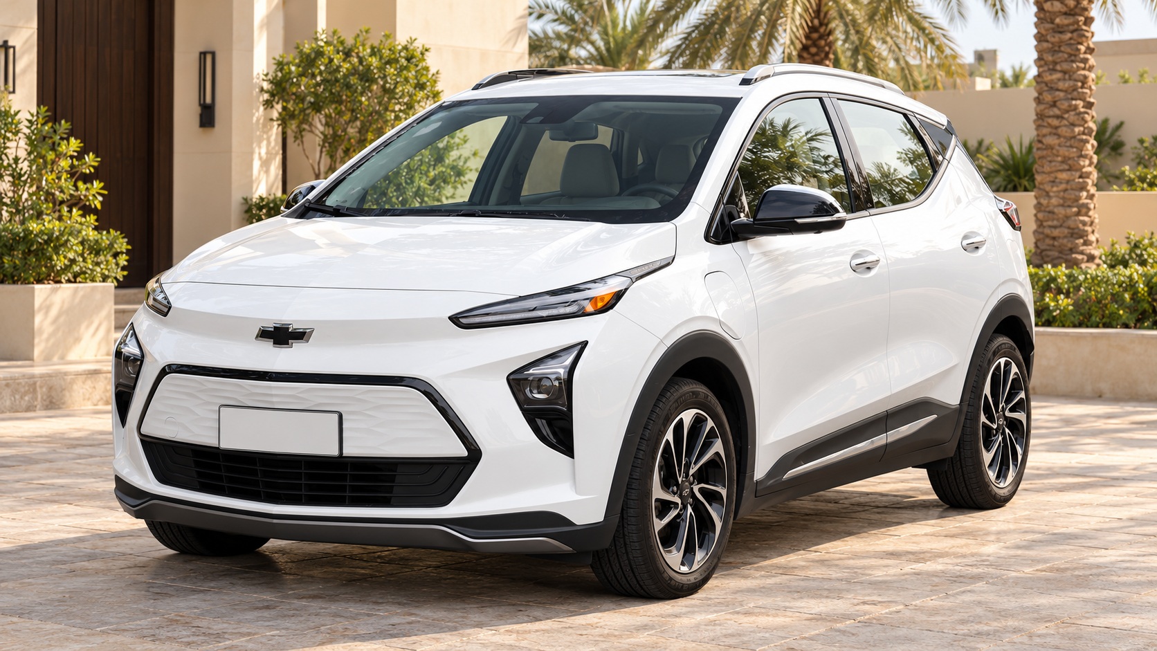 Chevrolet Bolt EUV — صورة توضيحية واقعية مولدة بالذكاء الاصطناعي؛ تمثيلية وليست تصويراً لوحدة مختبرة أو إثباتاً لكل سنة وفئة