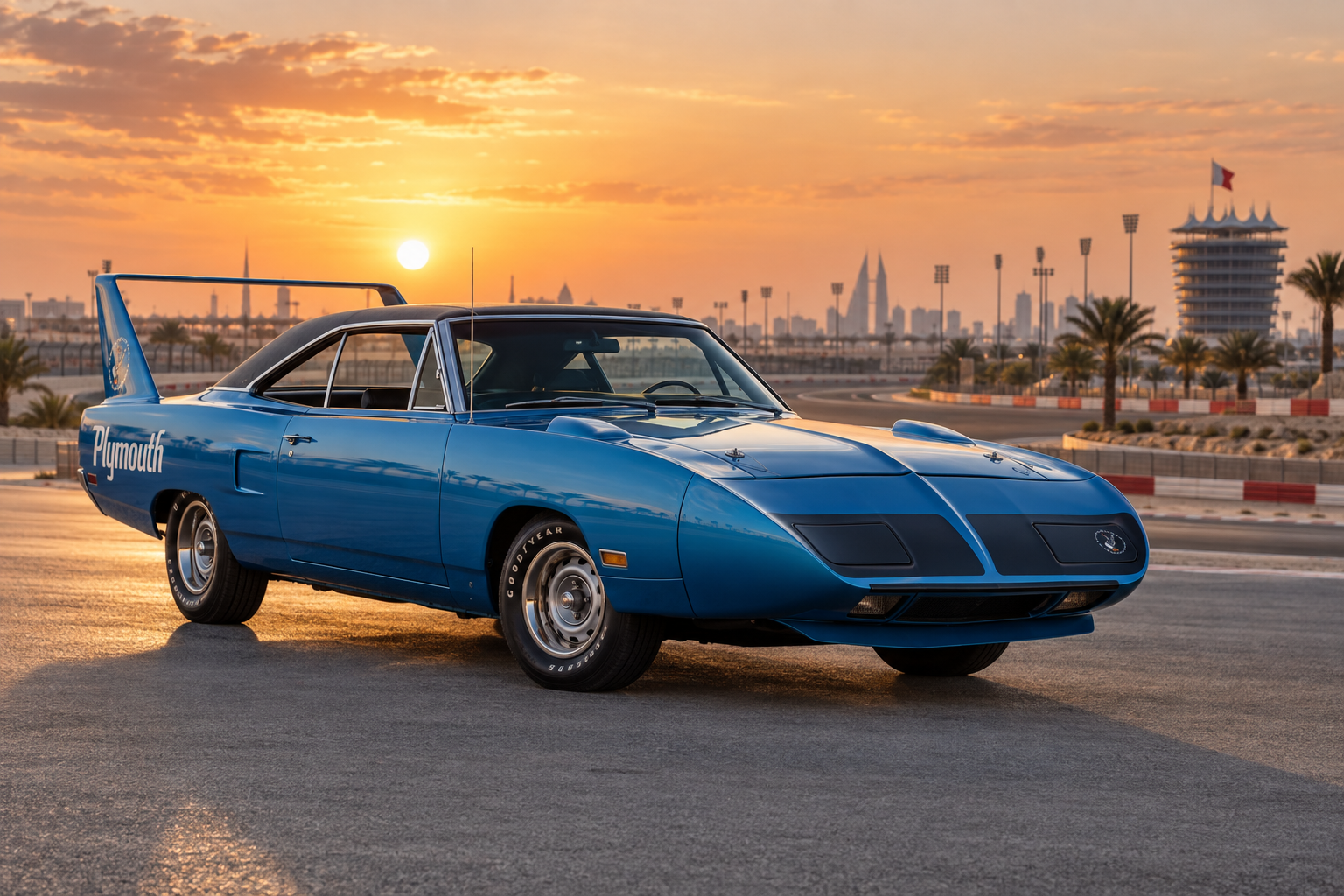 بليموث Superbird كلاسيكية قرب حلبة البحرين الدولية